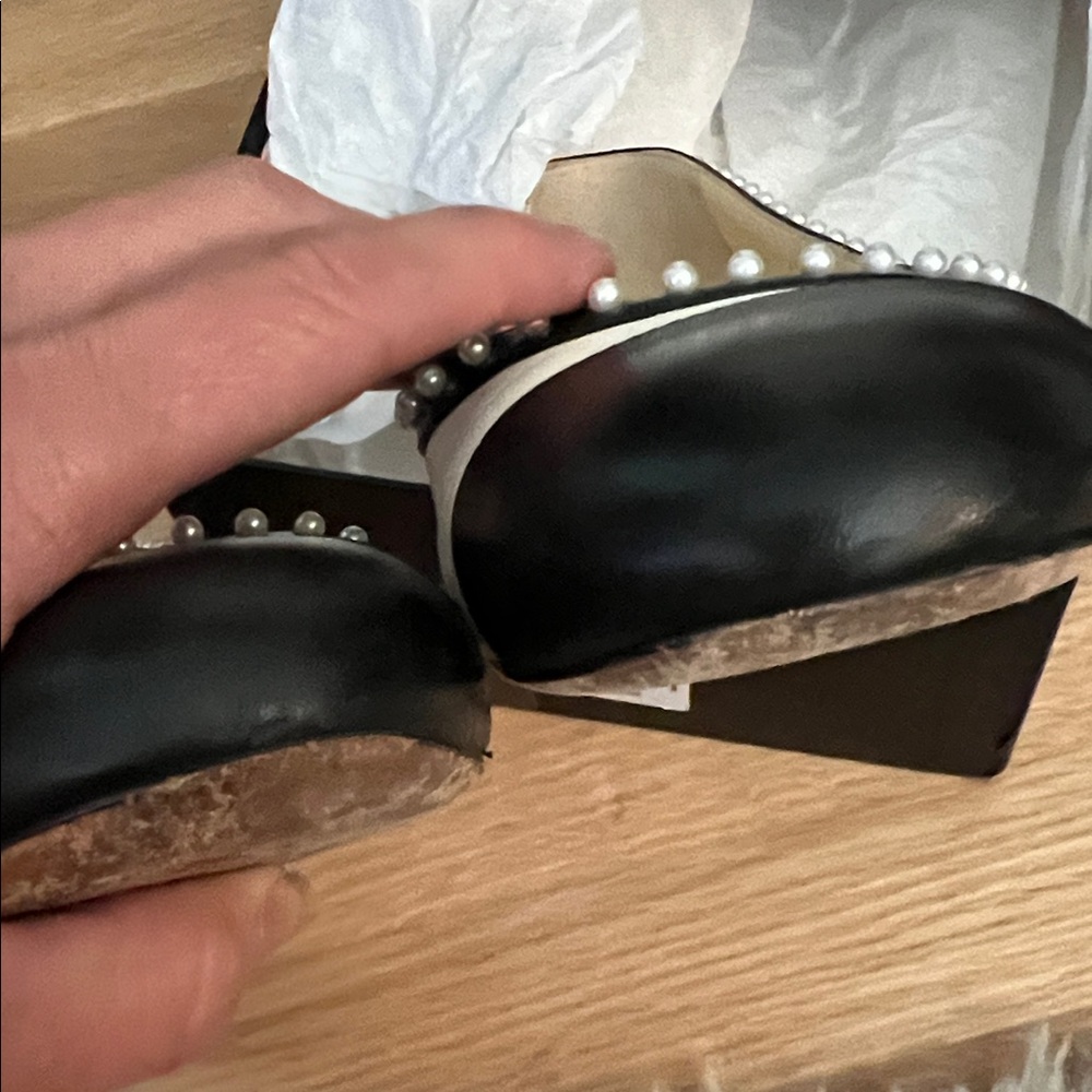 CHANEL Pearl Black Cream Lambskin CC Ballet Cap toe Flats 2016 - Picture 13 of 16